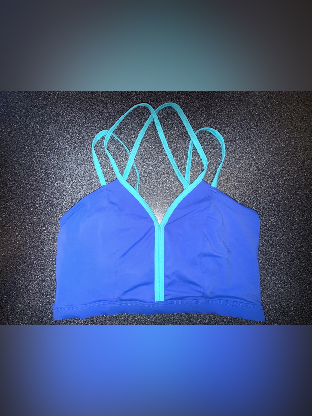 Girls Blue Dance Crop Top with Aqua Straps